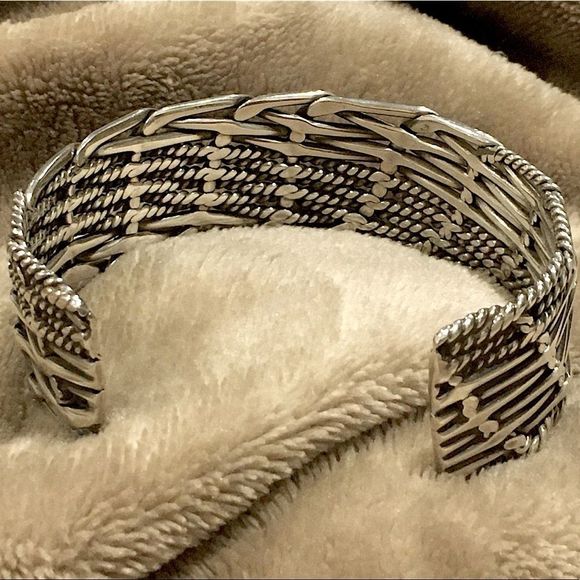 VINTAGE Sterling Silver Modern Cuff Bracelet - Picture 10 of 14